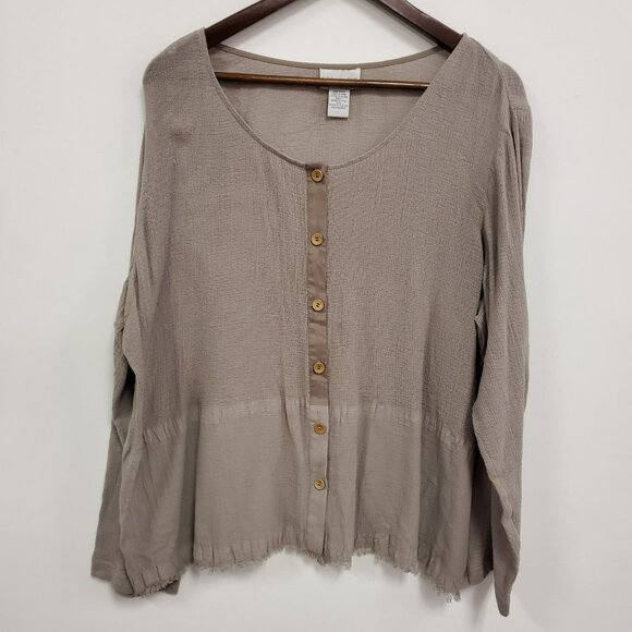 Soft Surroundings Womens Fairy Grunge Button Up Top Size L Lagom Bohemian Hippie - Picture 1 of 12